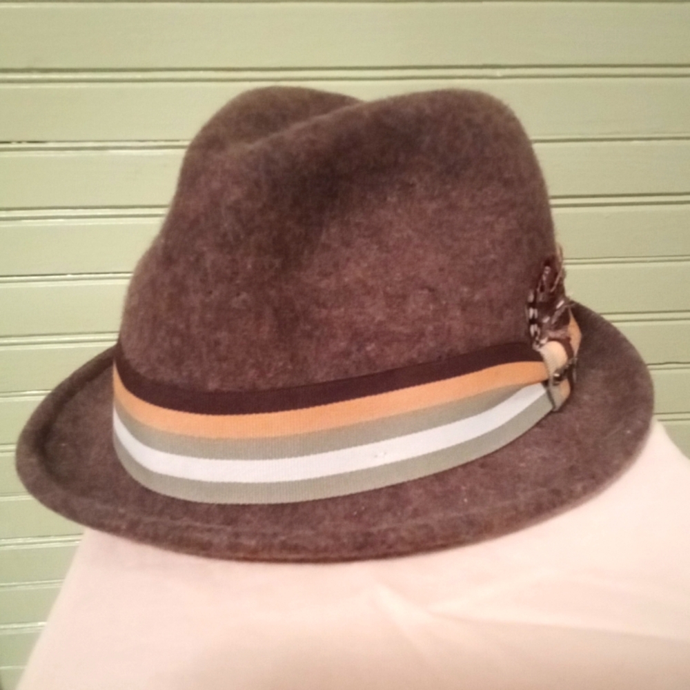 Scala Crushable Wool Brown Fedora, Size Medium - image 1